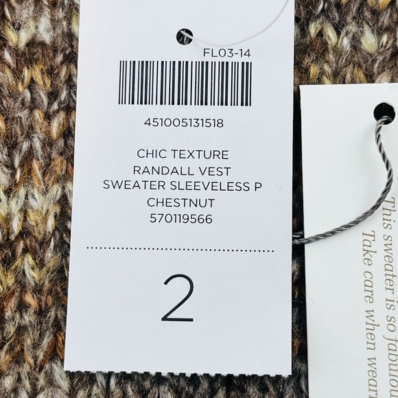 Womens L Chico's Randall Sweater Vest Chestnut Open Front Metallic Chic Texture - Picture 5 of 8